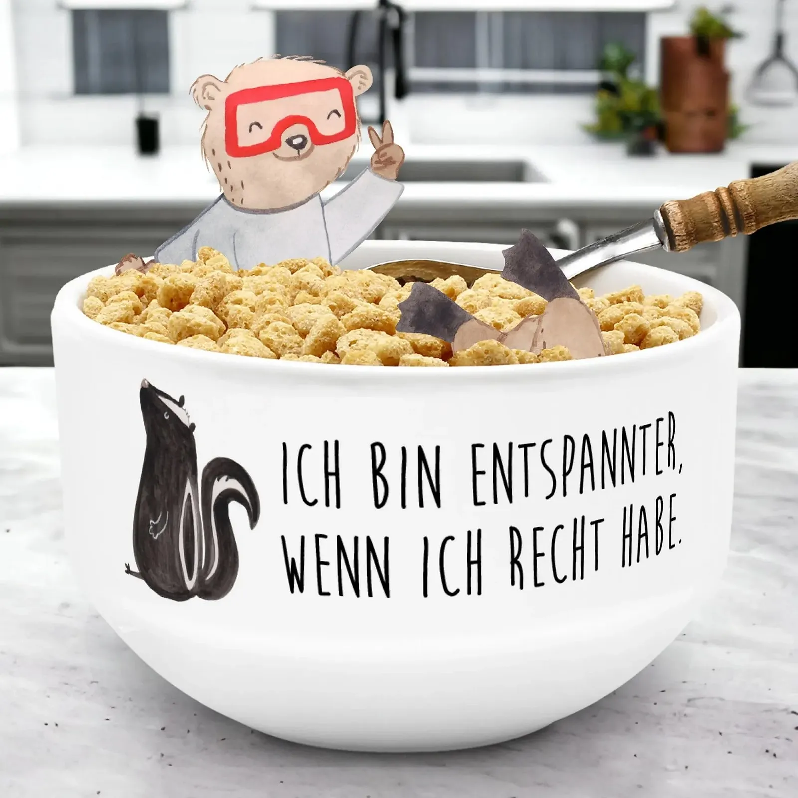 Миска для хлопьев Mr. & Mrs. Panda Скунс Сидит, фарфор, Скунс, Stinki, фото №4