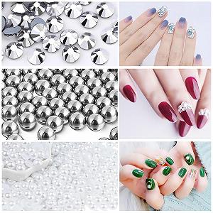 Стразы для ногтей Серебряные, Белые Плоские Бусины из Нержавеющей Стали Икра Бусины, Плоские Круглые Хрустальные Стразы synthetic.ua - Фото 1