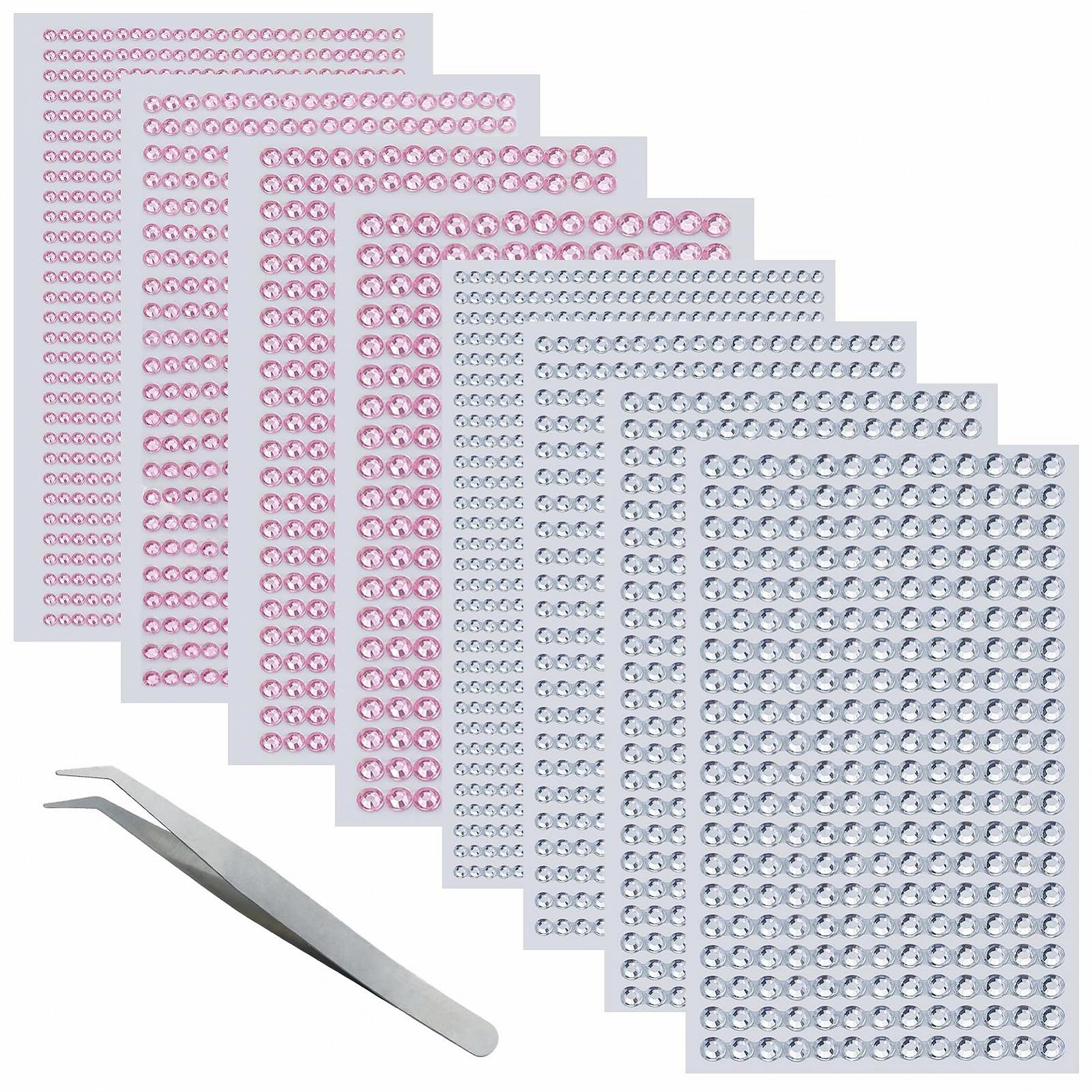 Набір самоклеючих стразів, 3585 шткруглі стрази різних розмірів та кольорів, фото №1