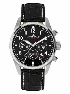 Мужские часы Jacques Lemans Sport Chronograph 42 мм, 10 ATM с кожаным ремешком или металлическим ремешком 42-2 - Фото 1