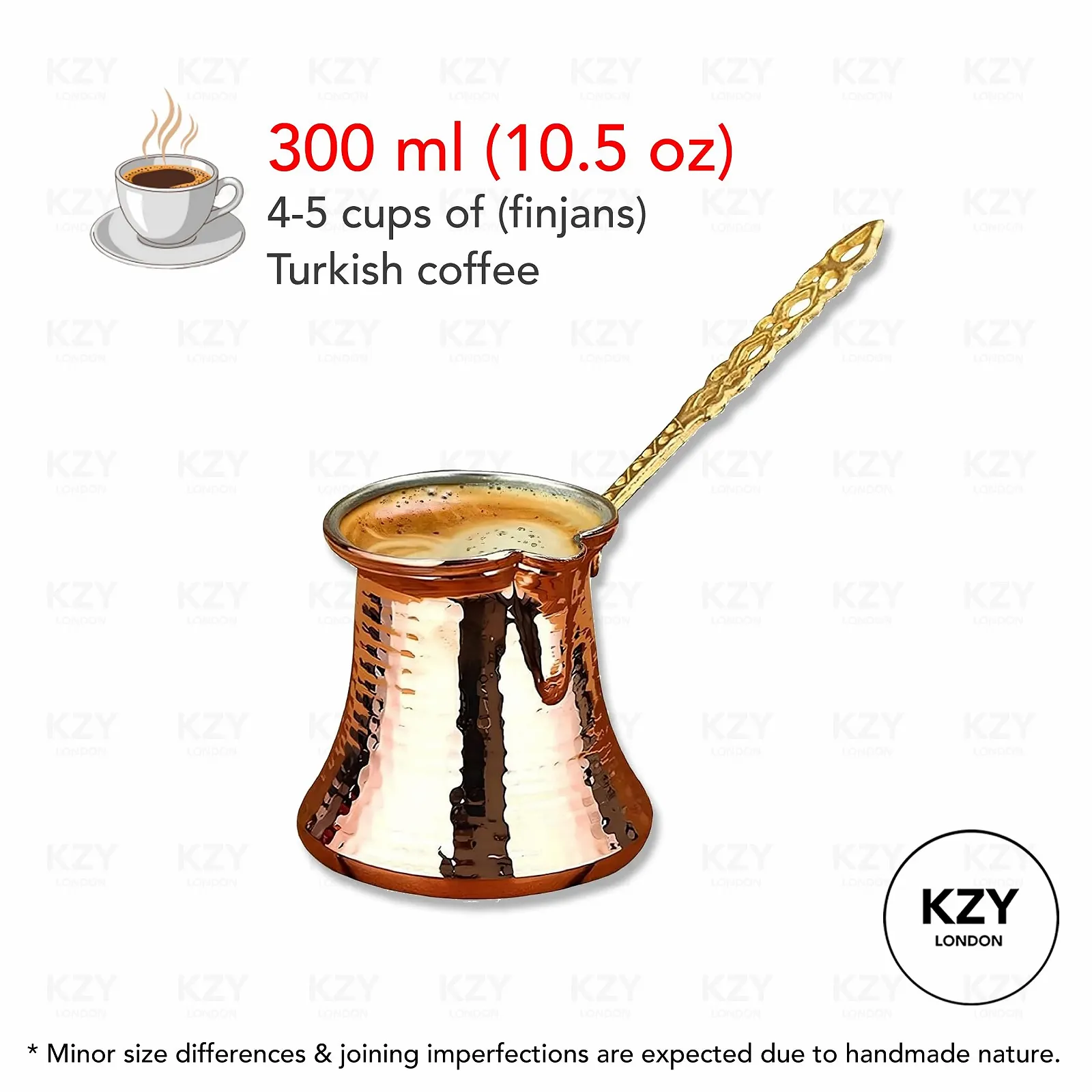 Турка мідна Premium, ручної роботи Cezve, глечик для турецької, арабської, грецької кави (300 мл), фото №2