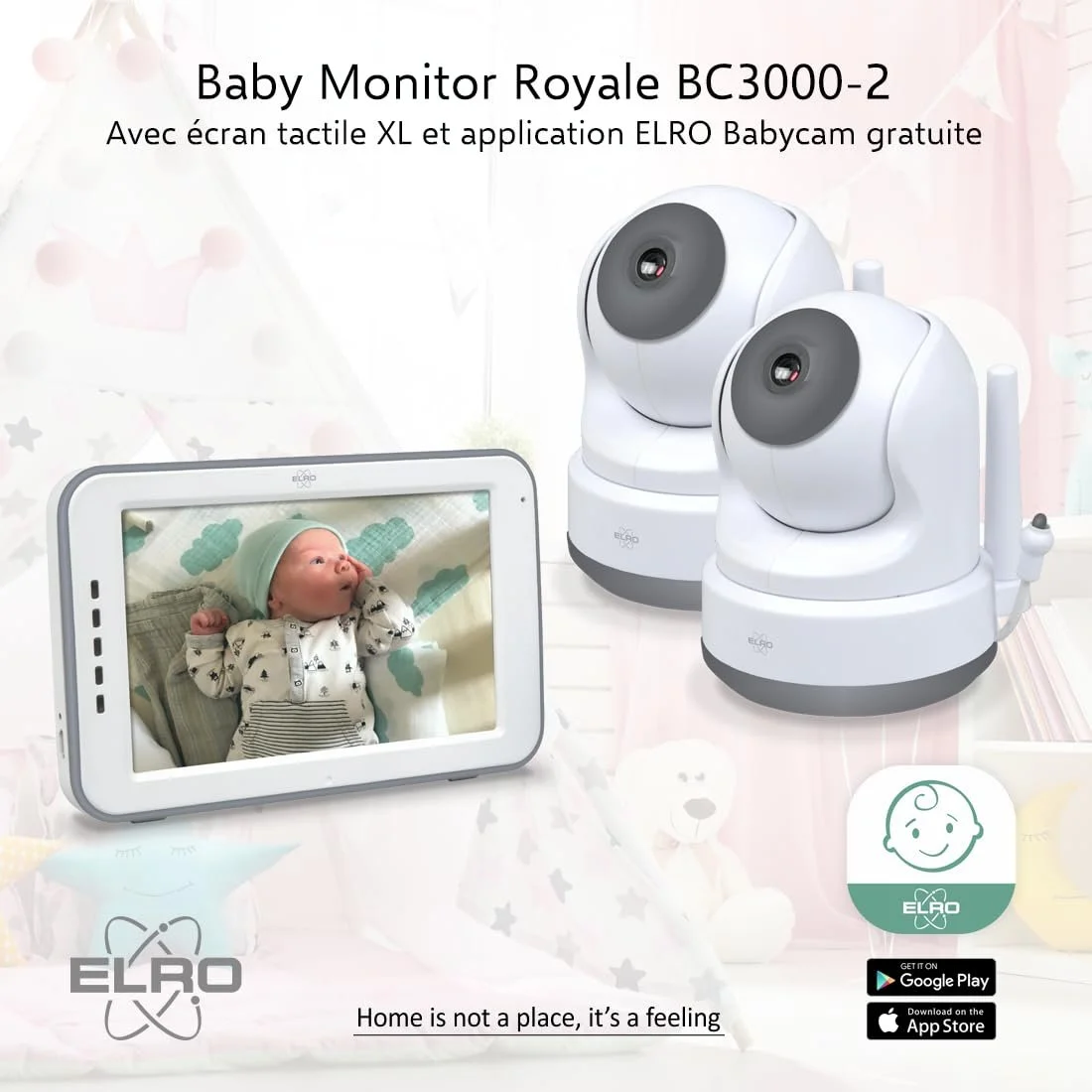 Відеоняня ELRO Royale BC3000-2 12,7 см Touchscreen HD App з додатковою камерою 1 шт., фото №2