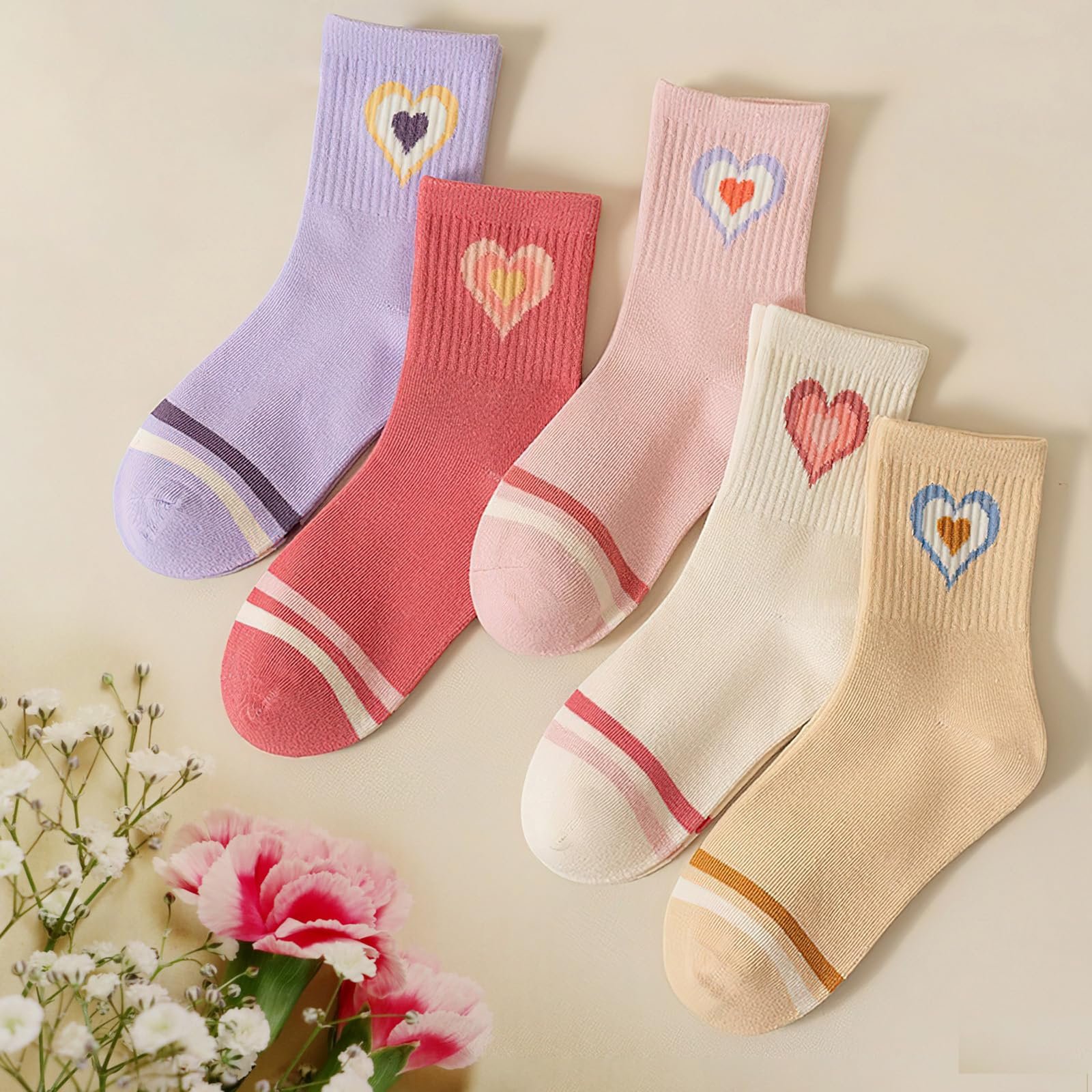 Носки теннисные Цветные с сердечками Женские 38-42, фото №4