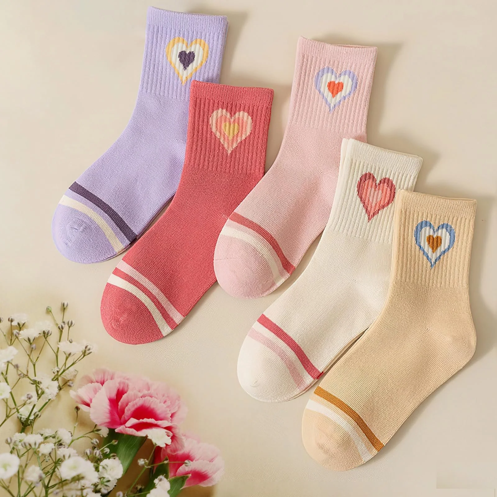 Шкарпетки тенісні Кольорові з сердечками Жіночі 38-42, фото №4