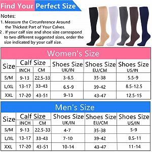 Компрессионные носки для мужчин и женщин 20-25mmHg для спорта, атлетики, отёков, диабетиков, варикозного расширения вен, путешествий, беременности, ухода synthetic.ua - Фото 1