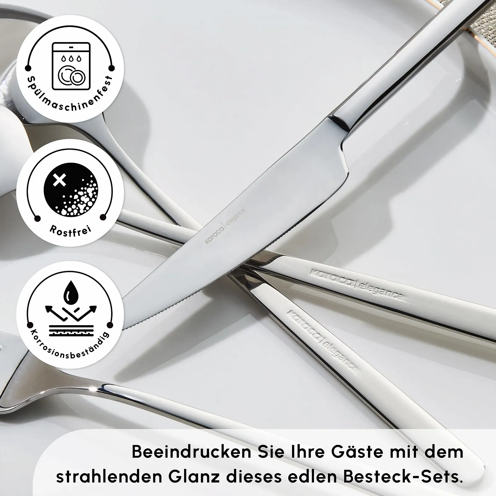 Набор столовых приборов Karaca Boreas 84 предмета, нержавеющая сталь 18/10, на 12 персон, серебряный, фото №6 Набор столовых приборов Karaca Boreas 84 предмета, нержавеющая сталь 18/10, на 12 персон, серебряный, фото №6