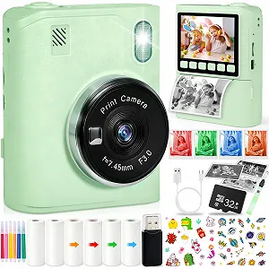 Детская фотокамера мгновенной печати 1080P HD 2.4 дюйма 32GB 6 рулонов бумаги - Фото 1