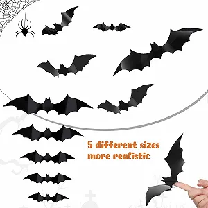 Набір наклейок на стіну Halloween 3D Bat 96 шт. 5 розмірів Black synthetic.ua - Фото 1