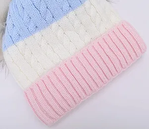 Вязаная шапка с помпоном Ever Bloom Детская для девочек с 2 помпонами из искусственного меха synthetic.ua - Фото 1