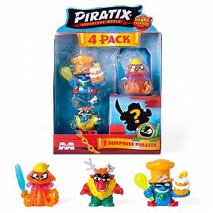 Фигурки PIRATIX ADVENTURE WORLD Shark Treasure Series, 4 шт. Включает 4 Piratix, стекло 2,5 см и сюрприз, хрустальные аксессуары 10 см, набор из 6 шт. - Фото 1