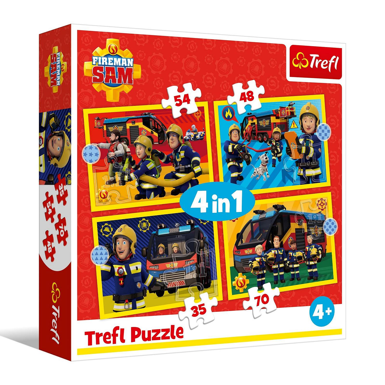 Пазл Trefl Fireman Sam Fireman in Action 4-в-1 35-70 елементів, фото №1