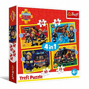 Пазл Trefl Fireman Sam Fireman in Action 4-в-1 35-70 елементів - Фото 1