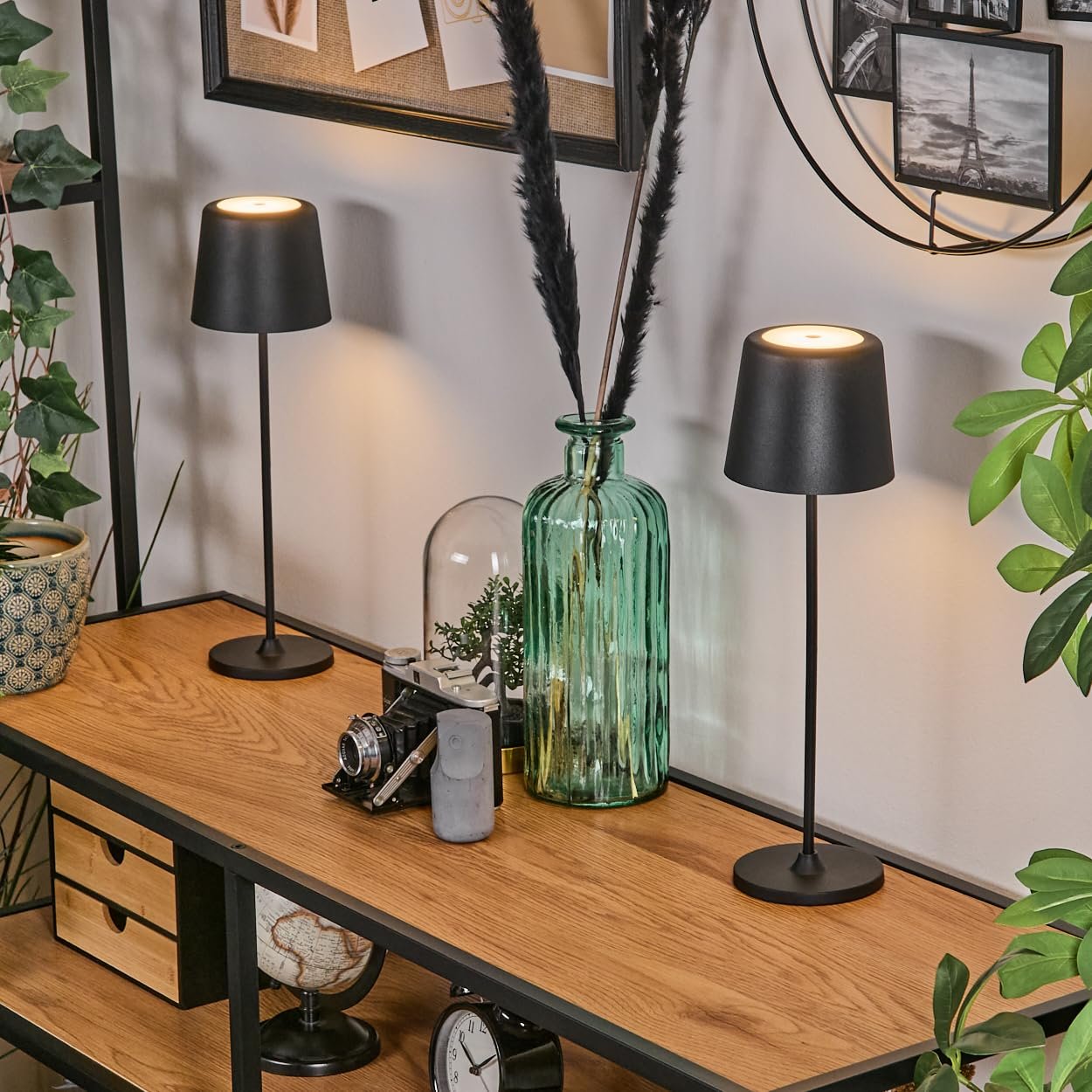 Настільна лампа HOFSTEIN Belece LED набір з 2 шт димована металева/пластикова 37 см USB-C акумуляторна IP44 чорна/біла, фото №8