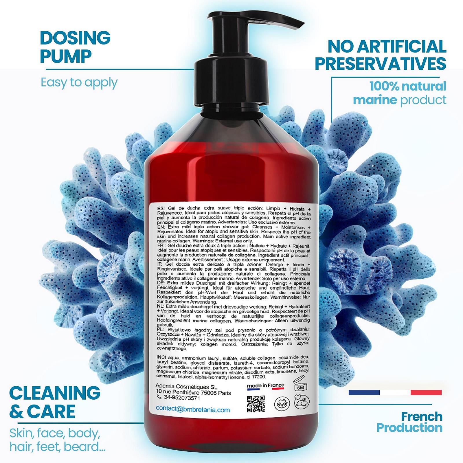 Гель для душу Collagen Triple Action для обличчя, тіла та волосся зміцнювальний з ефектом омолодження 2000 мл, фото №2