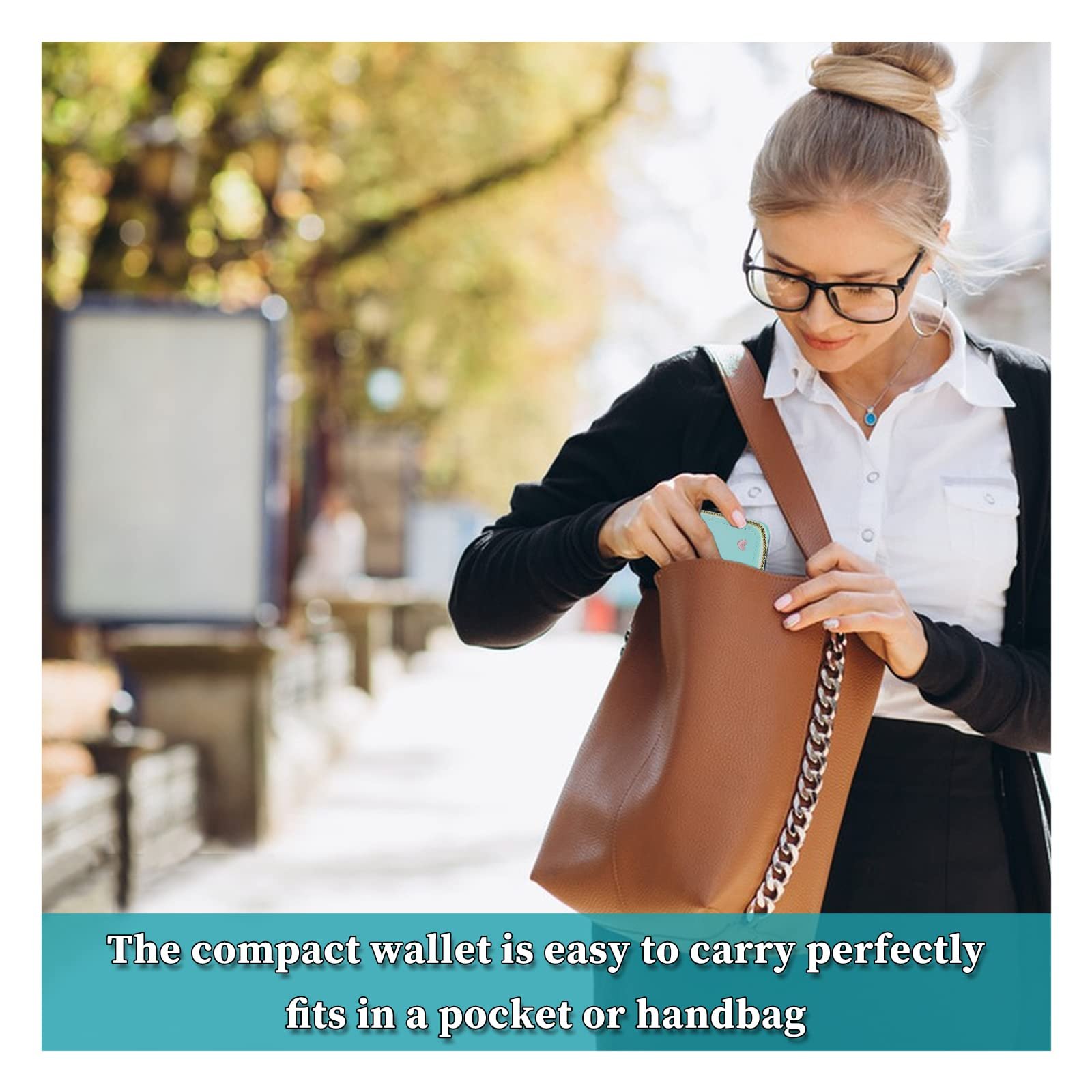 Кошелек FuninCrea Женский с подвеской в виде звезды Кожаный PU С множеством отделений для карт Небольшой С вышивкой в виде сердца, фото №5