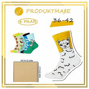 Носки с забавным мотивом альпаки (6 пар) 36-42 - Разноцветные хлопковые носки с дизайном животных, удобные повседневные носки, мягкий подарок для женщин и девушек synthetic.ua - Фото 1