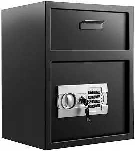 Взломостойкий депозитарный сейф VEVOR / LCD-дисплей / Программируемый код 3-8 цифр / Усиленная сталь / Система блокировки - Фото 1
