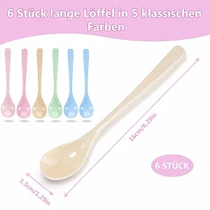 Ложки Пластикові, Набір 6 шт, для Яєць, Кольорові, Довгі (16 см) synthetic.ua - Фото 1