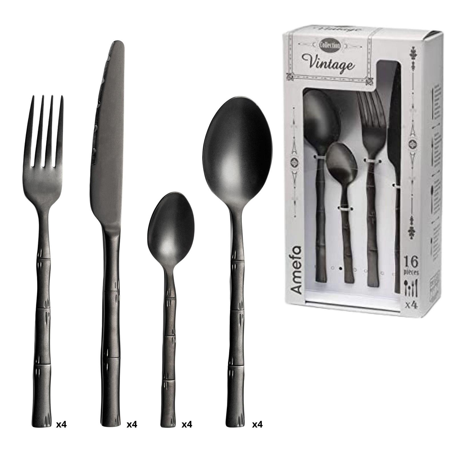 Набор столовых приборов Amefa Karma на 4 персоны, бамбуковый дизайн, 16 предметов, фото №1 Набор столовых приборов Amefa Karma на 4 персоны, бамбуковый дизайн, 16 предметов, фото №1