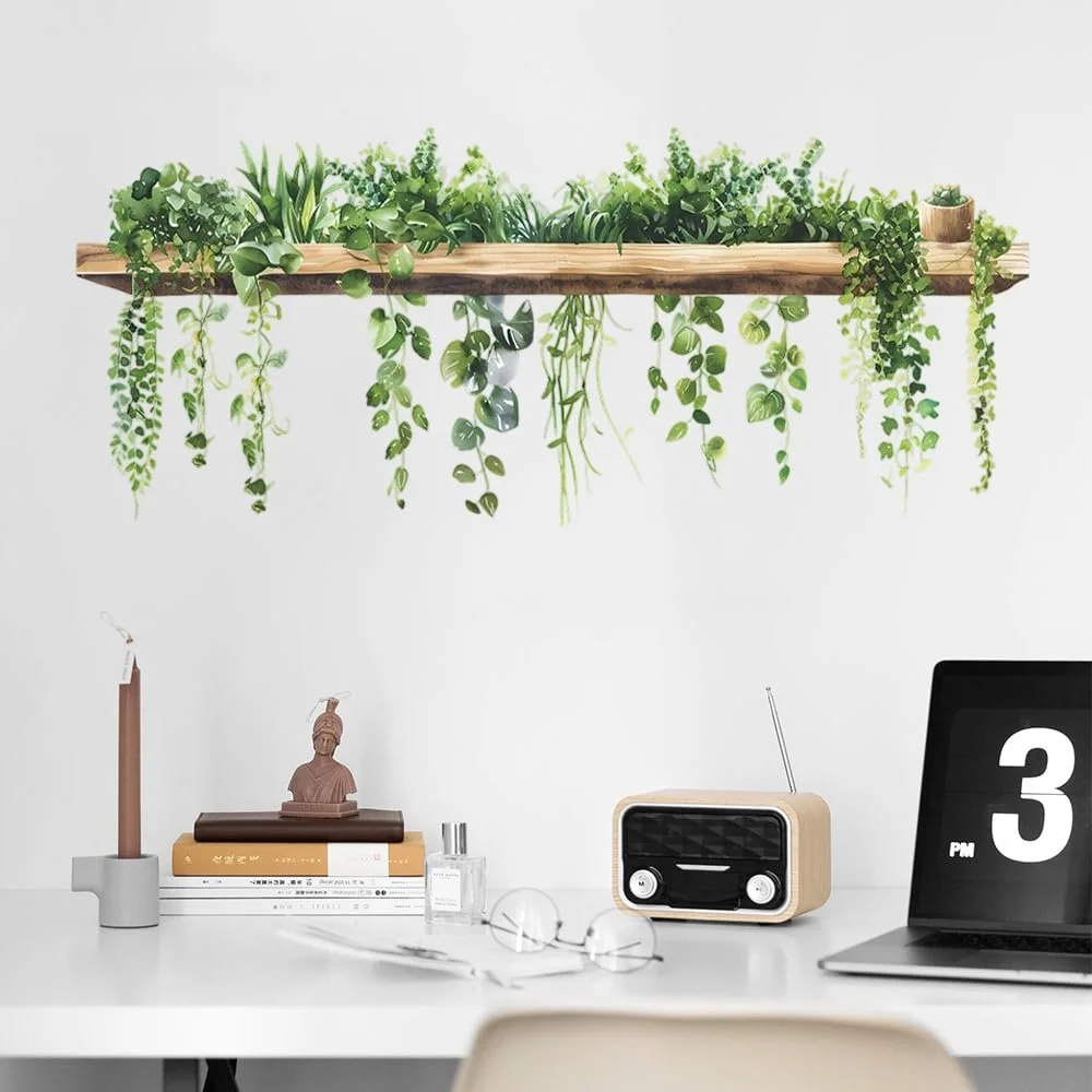 Наклейка на стіну milaosk Green Leaves Plants Flower Vine Ivy Vine Flower Pot самоклеюча 88 см x 37 см, фото №3