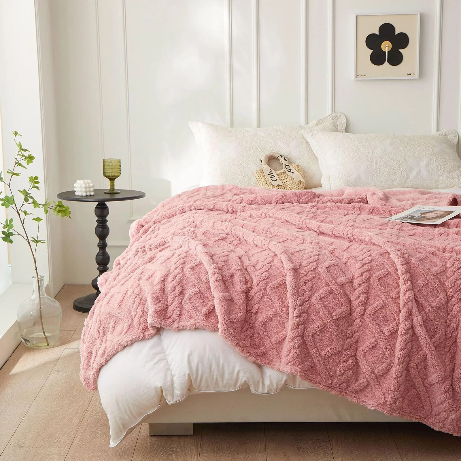Покривало QOFLY Плюшева Рожева 200 x 230 см XXL Велика Тепла, фото №3