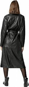 Тренч Женский Worldclassca из искусственной кожи с поясом, лацканами, воротником Черный synthetic.ua - Фото 1