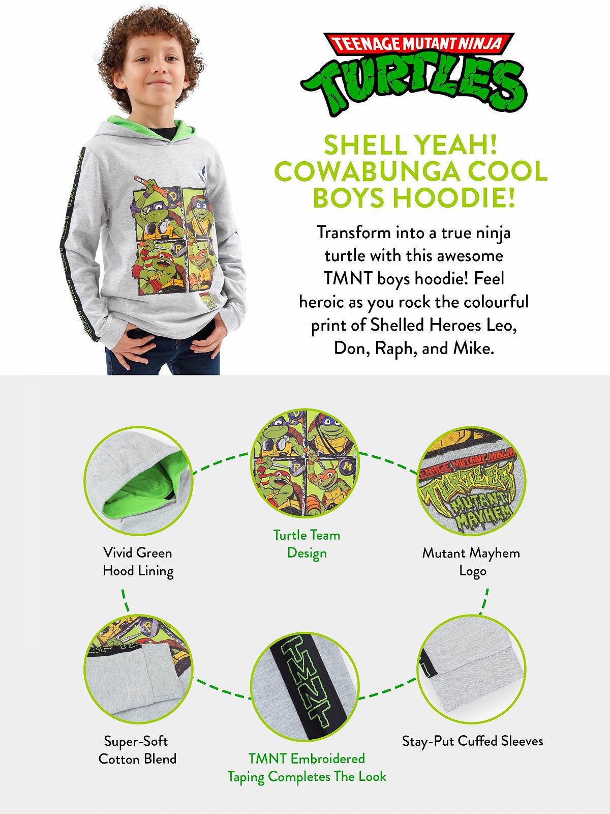 Худи для мальчиков Teenage Mutant Ninja Turtles Leonardo, Donatello, Raphael и Michelangelo, размеры 5-13 лет, официальный продукт TMNT, фото №7