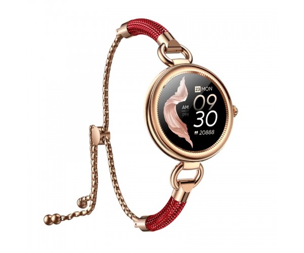 Розумний годинник Lemfo GT01 Metal Gold для жінок з вимірюванням тиску Червоний, фото №4