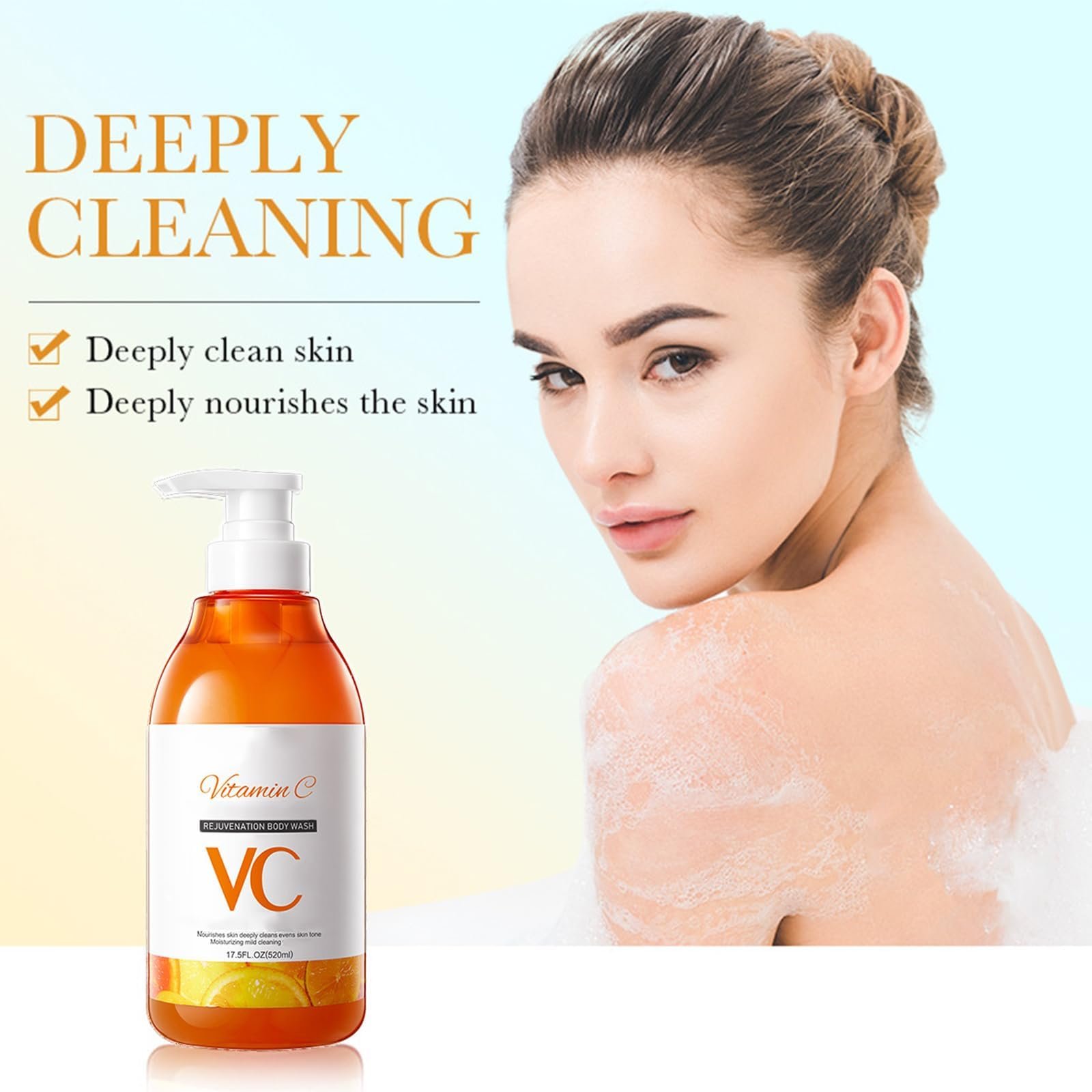 Гель для душу з вітаміном C та лимоном глибоке очищення для грубої шкіри, фото №3