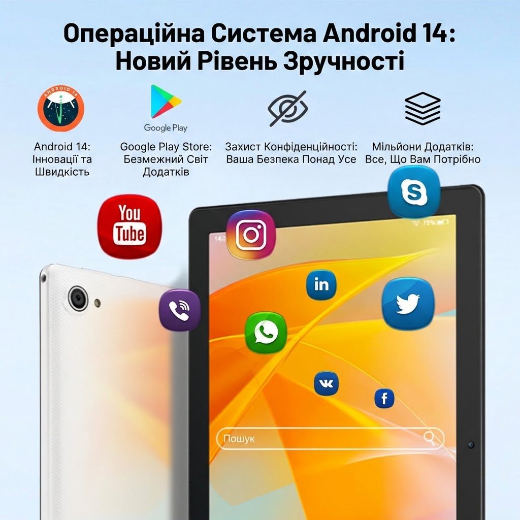 Планшет 10" Yicty Tablet 10 3+5/64GB 8 ядер Android 14 Белый, фото №3