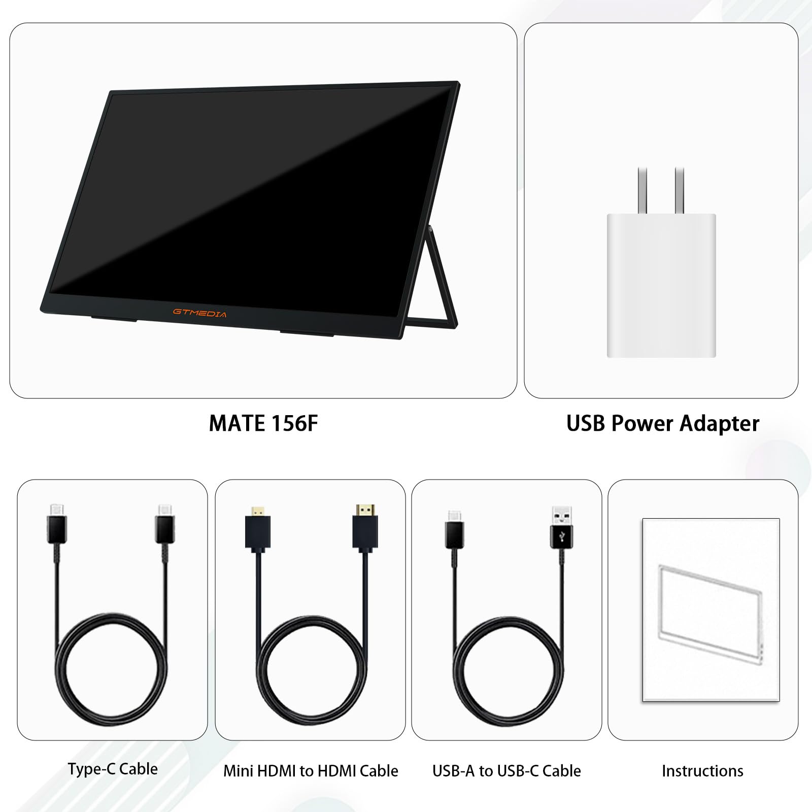 Портативный монитор GT MEDIA 15,6" для ноутбука 1080P FHD USB C HDMI Черный, фото №6 Портативный монитор GT MEDIA 15,6" для ноутбука 1080P FHD USB C HDMI Черный, фото №6