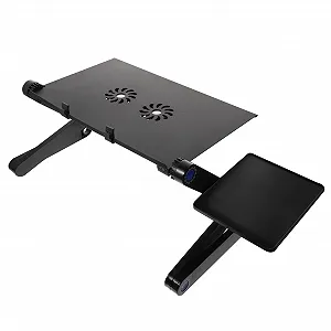 Регулируемая подставка для ноутбука Vaguelly из алюминия с функцией охлаждения, складная подставка для ноутбука для эргономичной работы на диване и кровати, стабильная и компактная - Фото 1