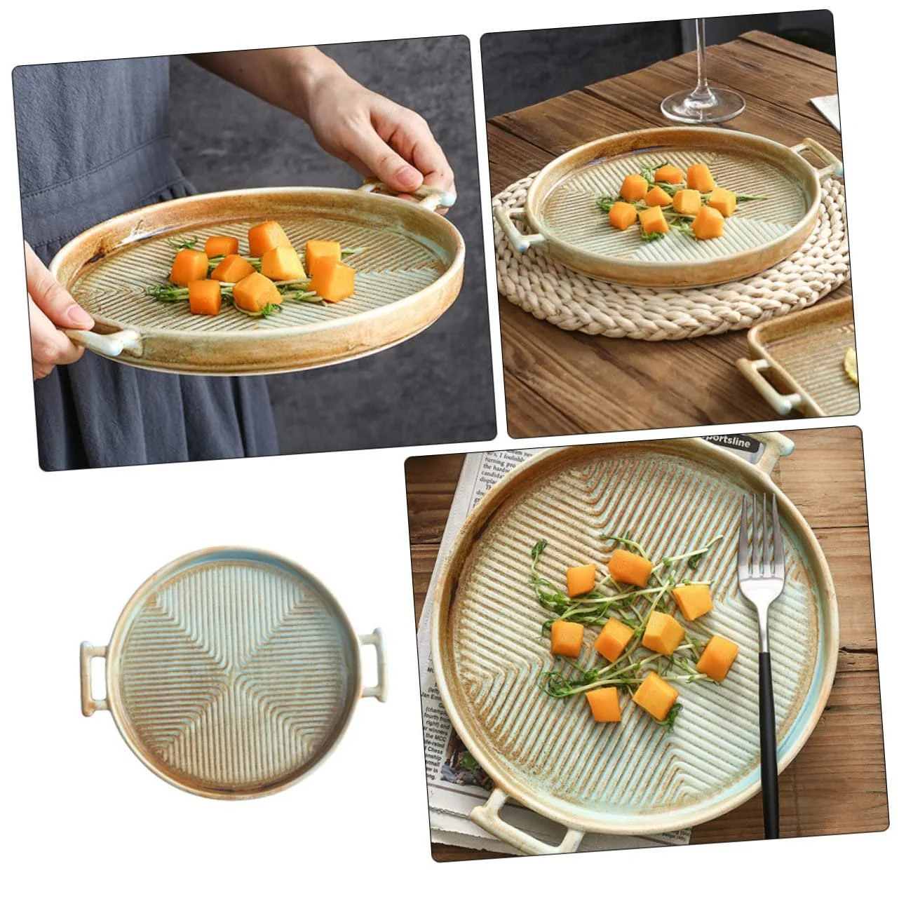 Форма для запекания керамическая прямоугольная с ручками ретро жаростойкая, фото №7