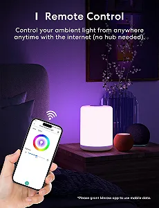Светодиодная настольная лампа Meross WLAN сенсорная RGBWW Apple HomeKit Alexa Google Home белая synthetic.ua - Фото 1