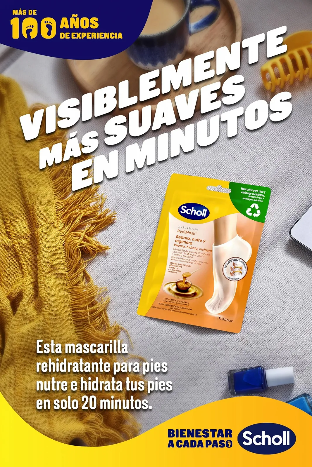 Маска для ног Scholl PediMask PediMask для мягкости стоп с медом манука Глубокое увлажнение, фото №3