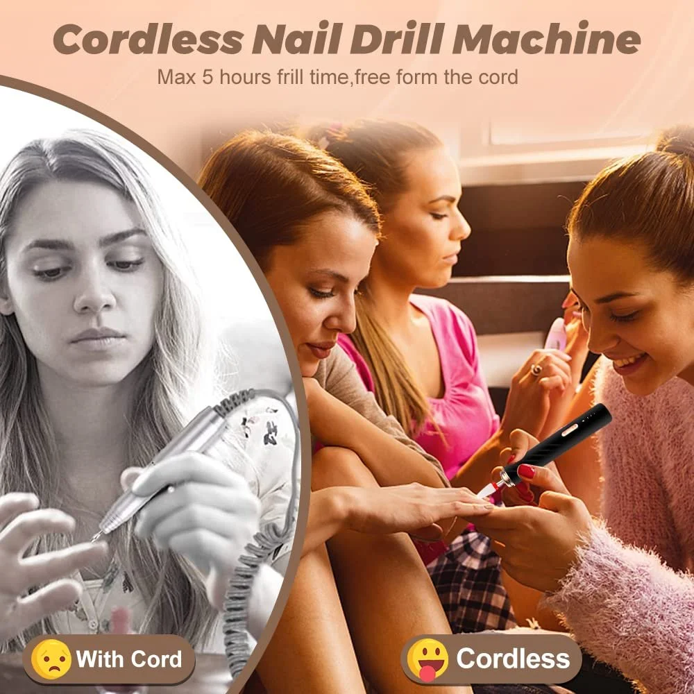 Манікюрний набір з електричною пилкою для нігтів Electric, чорний, фото №7