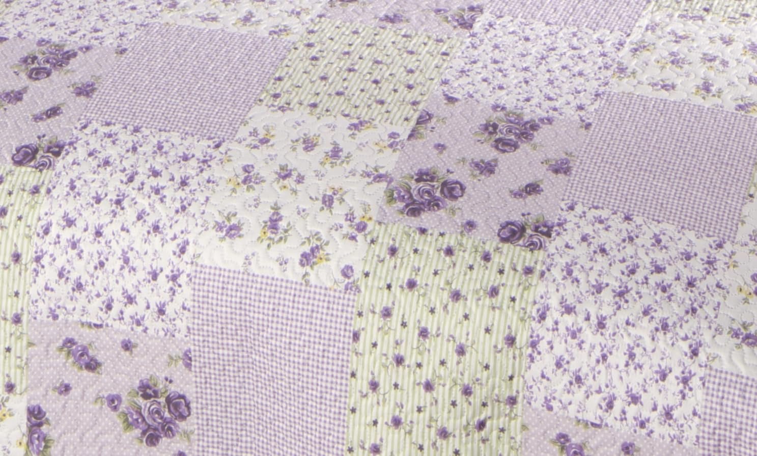 Покривало Delindo Lifestyle Печворк Фіолетові троянди у стилі кантрі Плед у стилі печворк 220 x 240 см, фото №3