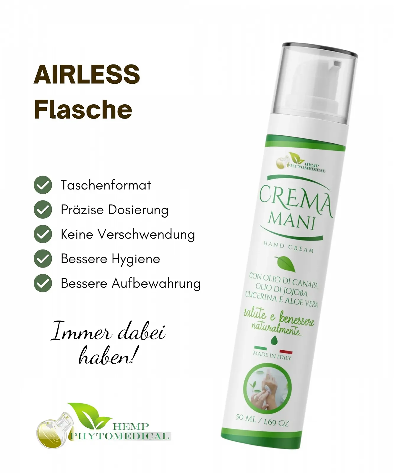 Крем для рук Hemp Phytomedical Інтенсивний з олією жожоба, олією коноплі, алое вера та гліцерином 50 мл, фото №5