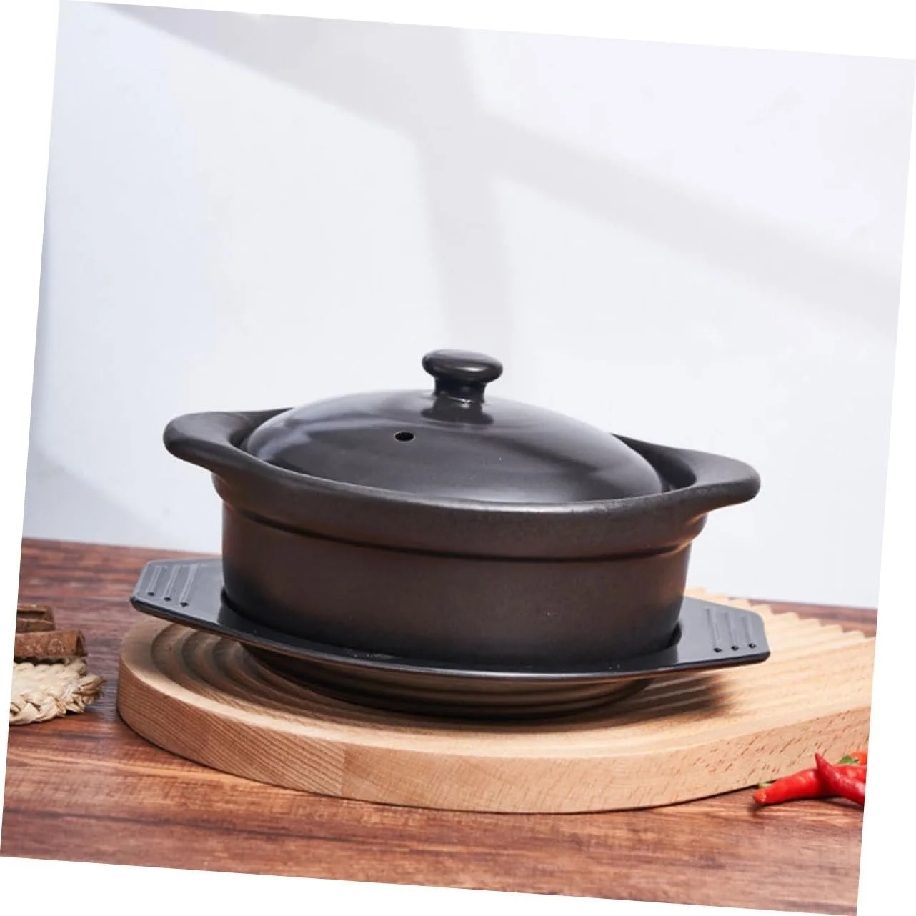 Кастрюля-жаровня VICASKY керамическая с крышкой и двойными ручками термостойкая, фото №7