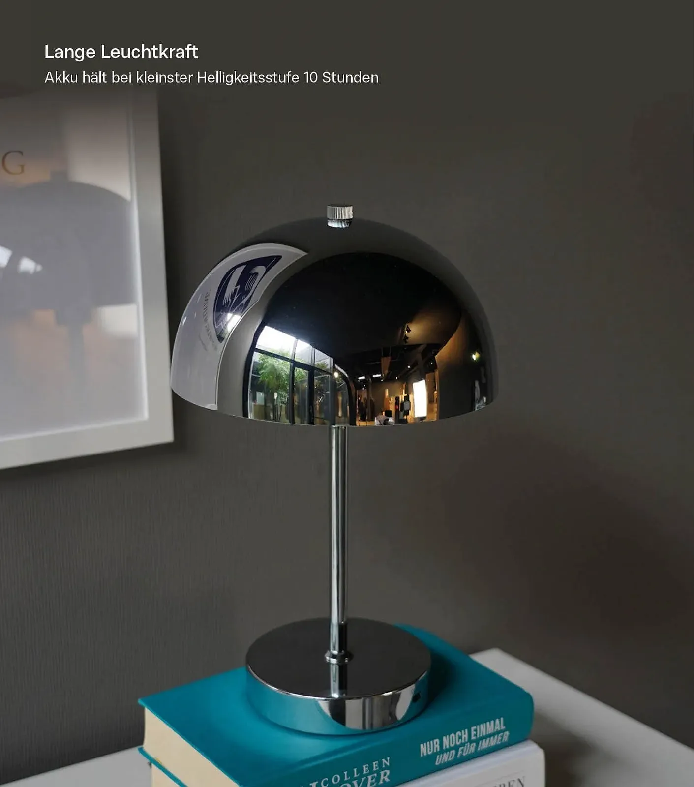 Настільна лампа mokebo The Lighthouse Mushroom Lamp LED акумуляторна USB-C Chrome, фото №6