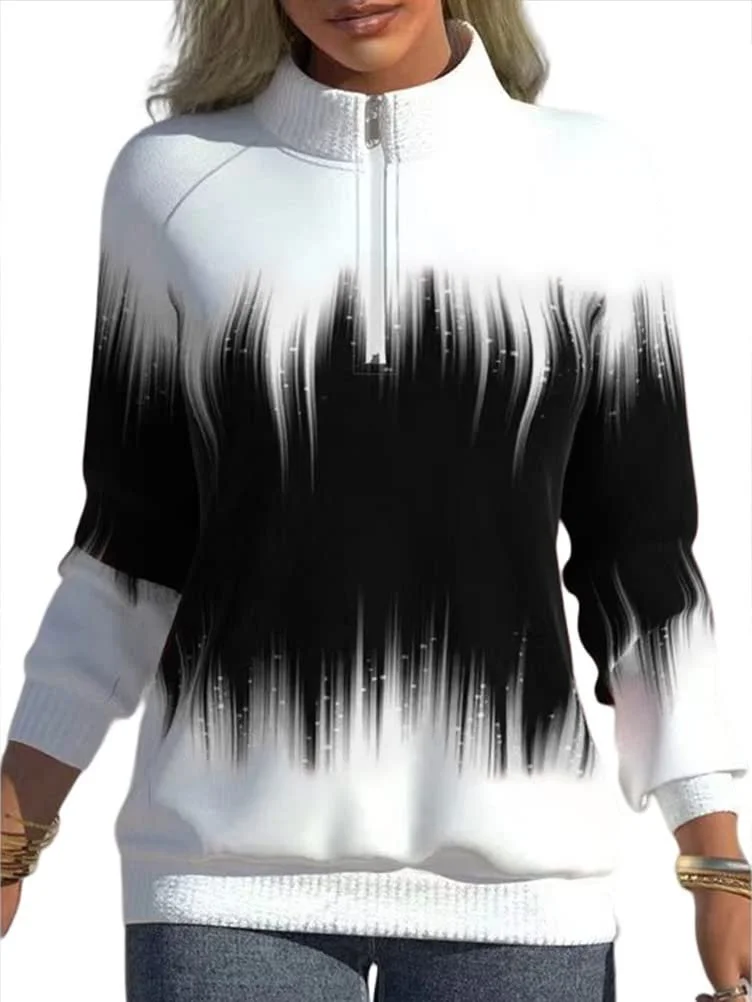 Onsoyours Женская Толстовка с длинными рукавами, полу-воротником-стойкой и молнией, повседневная толстовка с круглым вырезом, длинными рукавами, батиком, пуловер, топ с цветным градиентом, фото №3 Onsoyours Женская Толстовка с длинными рукавами, полу-воротником-стойкой и молнией, повседневная толстовка с круглым вырезом, длинными рукавами, батиком, пуловер, топ с цветным градиентом, фото №3