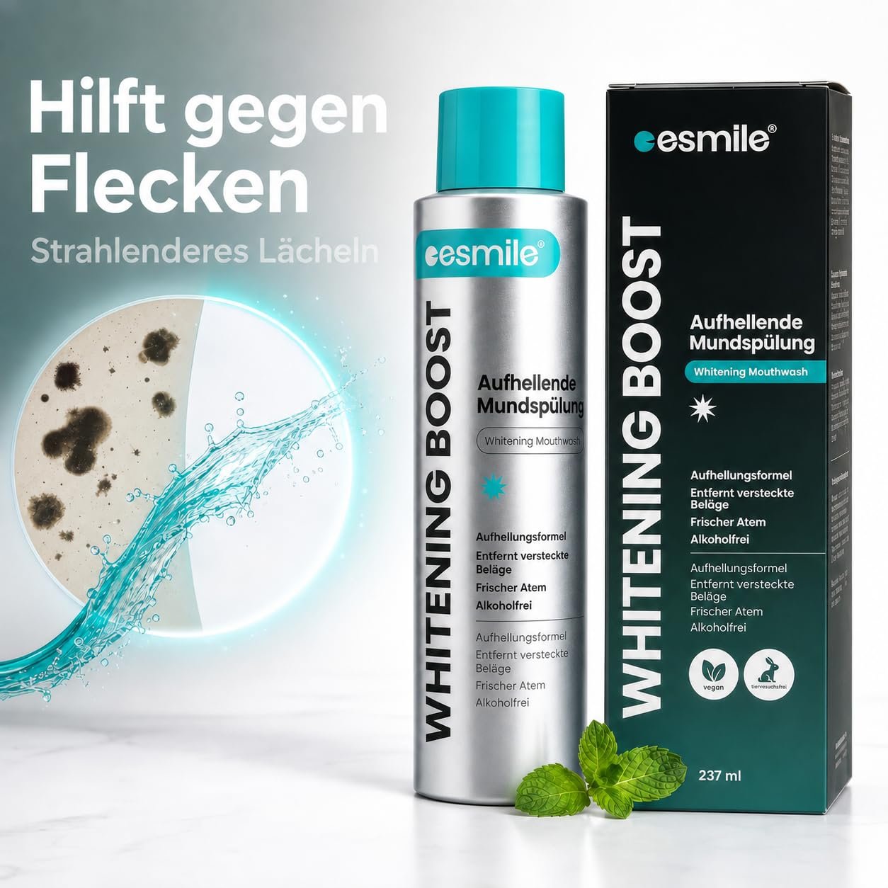 Ополіскувач для порожнини рота esmile Whitening Boost Xylitol 8% без спирту 237 мл, фото №2