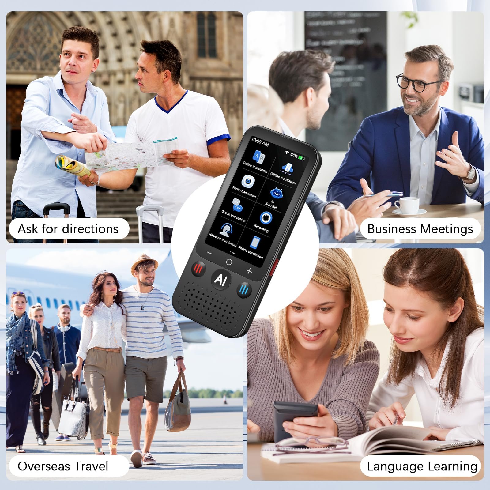 Устройство для перевода, мгновенный переводчик, без Wi-Fi, 139 языков, двухсторонний голосовой перевод в реальном времени, WiFi, оффлайн, фото и Bluetooth, портативный AI перевод для путешествий, бизнеса, обучения, фото №7