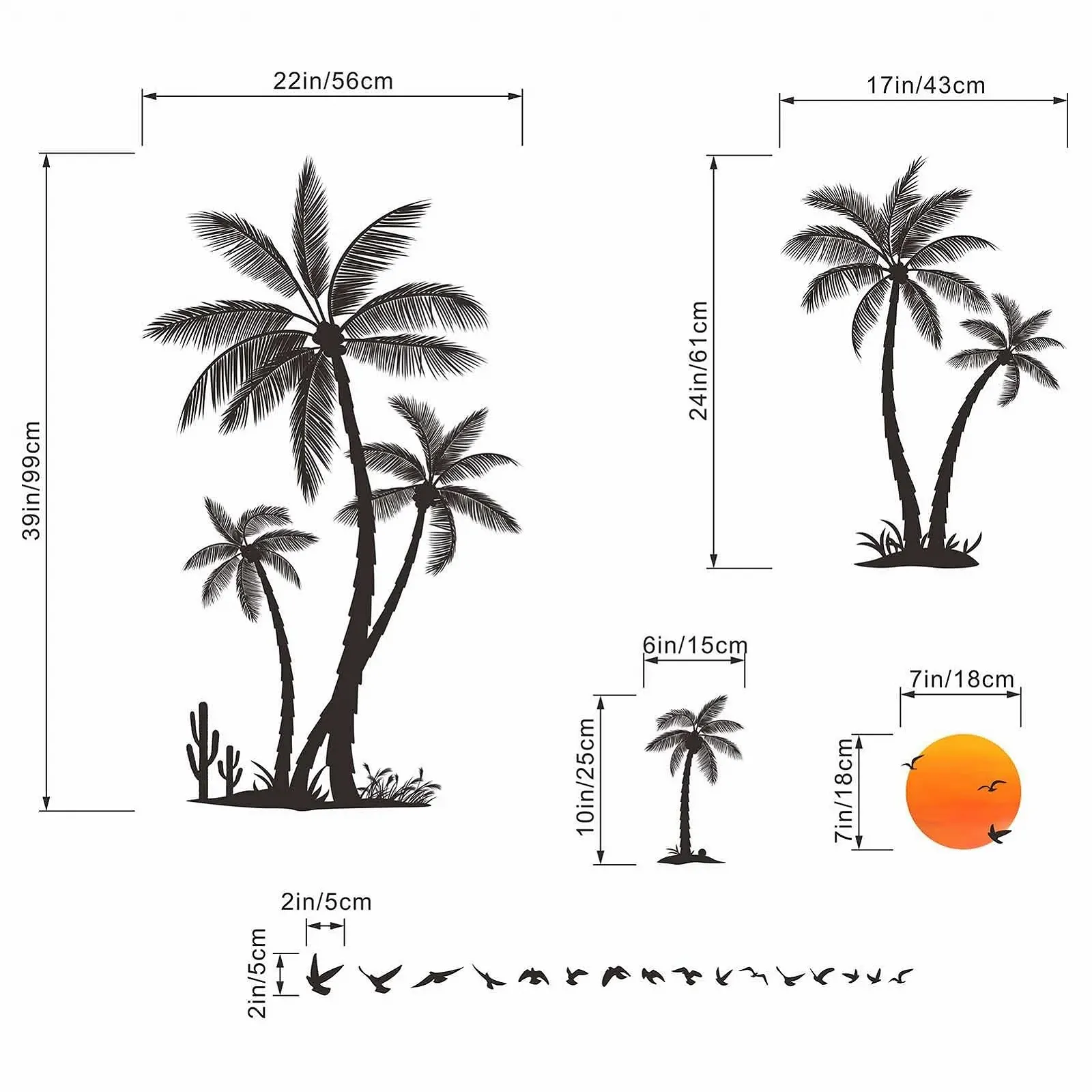Наклейка для стін Amimagen Palm Tree 113 x 105 см Чорний, фото №4