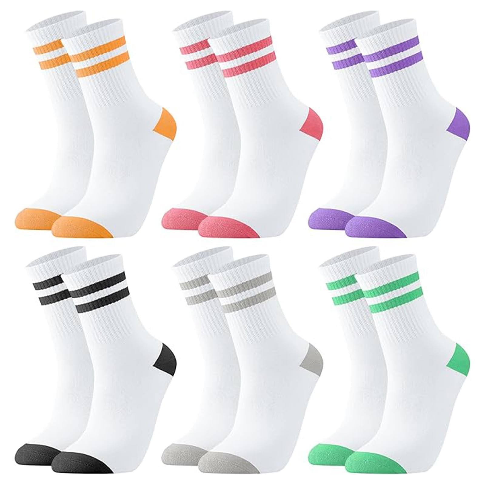 Теннисные носки 6 пар Полосатые спортивные носки с хлопковой подкладкой 39-42, фото №1