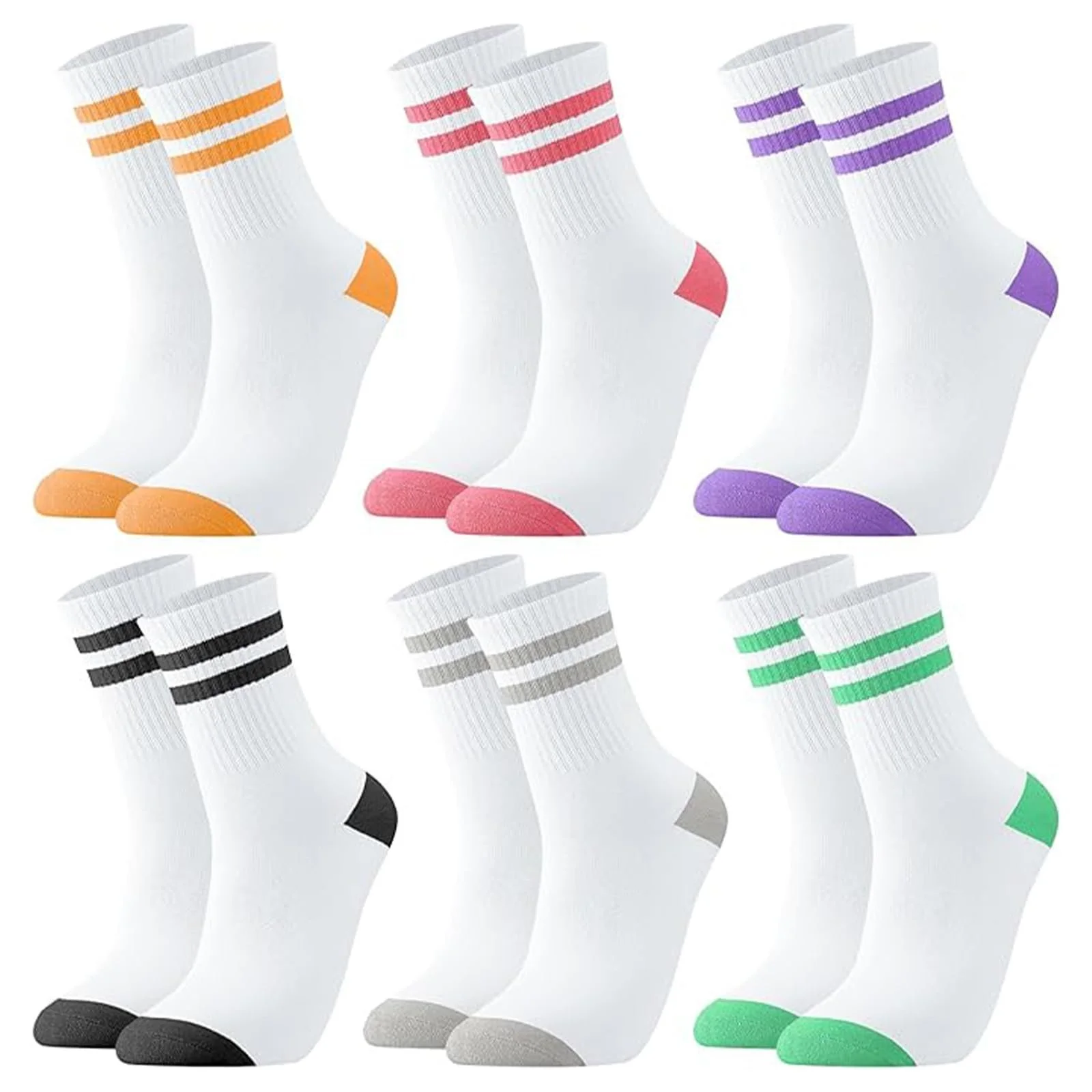 Тенісні шкарпетки 6 пар Смугасті спортивні шкарпетки з бавовняною підкладкою 39-42, фото №1