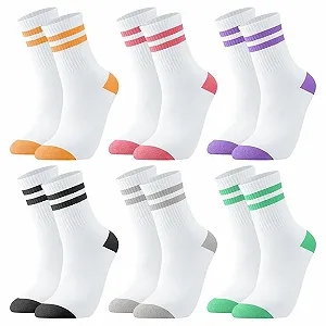 Тенісні шкарпетки 6 пар Смугасті спортивні шкарпетки з бавовняною підкладкою 39-42 - Фото 1