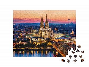 Пазл puzzleYOU Churches Beautiful Night Panorama of Cologne Cathedral, Hohenzollern Bridge and Rhine 500 деталей synthetic.ua - Фото 1