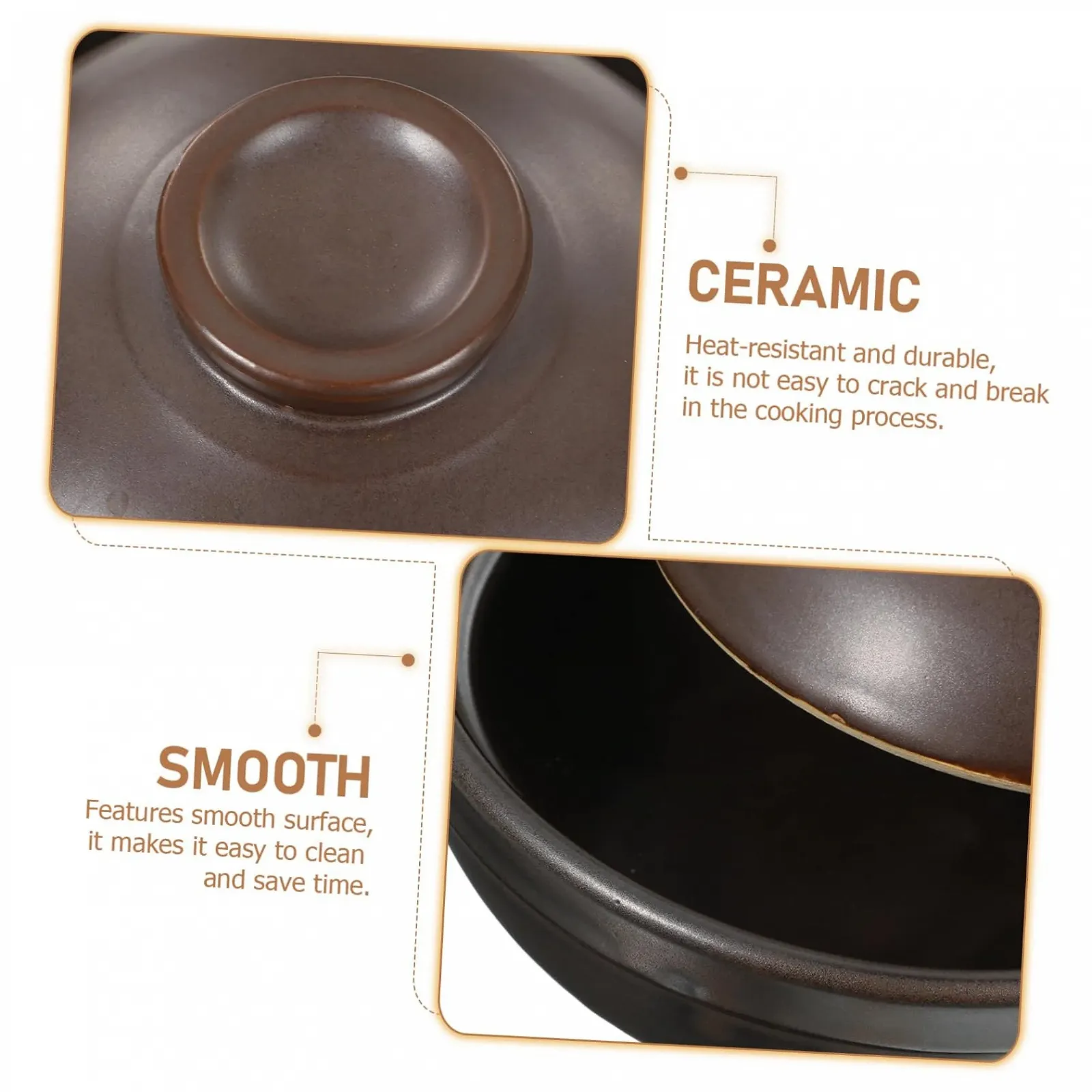 Кастрюля OUNONA керамическая с крышкой термостойкая с одной ручкой, фото №8