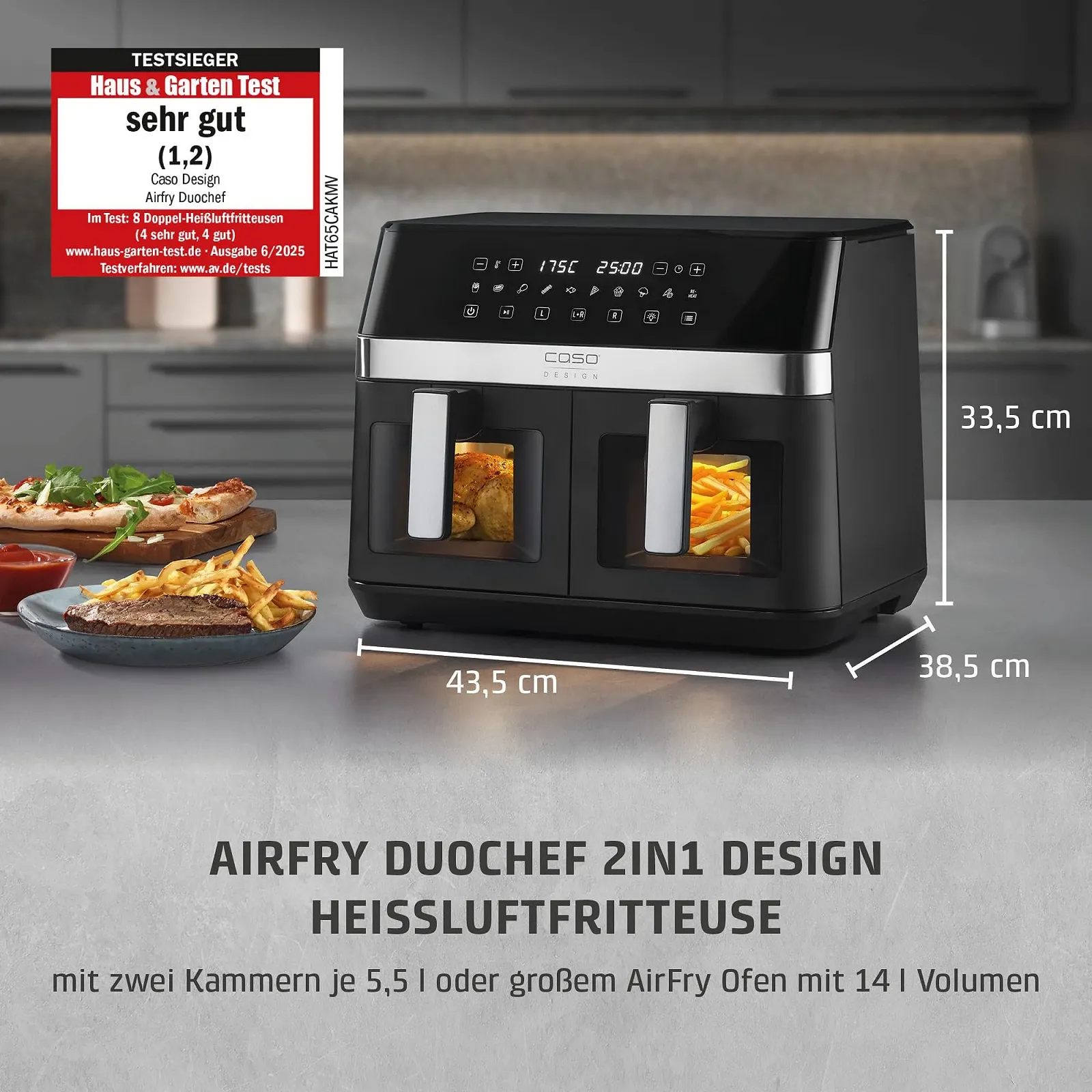Мультипіч CASO AirFry DuoChef 14 л 10 програм Ceramic Coating 2-в-1, фото №2 Мультипіч CASO AirFry DuoChef 14 л 10 програм Ceramic Coating 2-в-1, фото №2